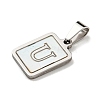 Vacuum Plating 304 Stainless Steel Pave Natural White Shell Pendants STAS-S130-03P-U-2