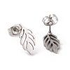 304 Stainless Steel Leaf Stud Earrings for Women EJEW-G328-03P-2