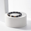 Natural Wood & Synthetic Hematite & Coconut Shell Beaded Stretch Bracelet with Buddha Head BJEW-JB07811-2