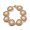 Shell Pearl Flower Link Bracelet BJEW-JB08084-04-1