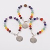 Multi-Color Gemstone Chakra Charm Bracelets BJEW-JB01691-1