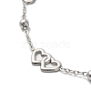 Titanium Steel Double Heart Link Bracelets for Women BJEW-G719-08P-2