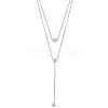 Anti-Tarnish Double Y-shaped Necklace Long Drop Dangle Necklace Delicate Y Chain Necklace Personalized Zircon Pendant Necklaces Choker Trendy Y Necklace Jewelry for Women JN1093A-1