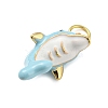 Dolphin Rack Plating Brass Enamel Pendants KK-Q804-09G-2