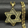 304 Stainless Steel Lumachina Chain Star of David Pendant Necklaces NJEW-S003-03G-1