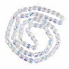 Electroplate Transparent Glass Beads Strands X-EGLA-N002-32-C03-2