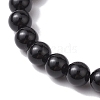 8mm Round Dyed Natural Tiger Eye & Black Onyx Beaded Stretch Bracelets BJEW-TA00516-03-4