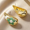 Elegant Teardrop with Flower Pattern Alloy Stud Earrings HV4164-3-3