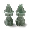 Natural Green Aventurine Carved Healing Cat with Witch Hat Figurines DJEW-D012-07F-1