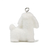 Animal Theme Flocky Opaque Resin Pendants RESI-H042-01P-17-3