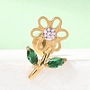F136 Titanium Pave Pink and Green Cubic Zirconia Flower Internally Threaded Labrets ME-CBA9828-04G-1