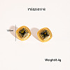 Retro Rhombus Stainless Steel Cubic Zirconia Stud Earrings for Women CQ6357-4-1