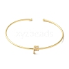 Rack Plating Brass Micro Pave Clear Cubic Zirconia Letter Open Cuff Bangles BJEW-A018-01G-F-2