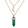 Natural Malachite Cone Pendant Double Layer Necklace UX9990-20-1