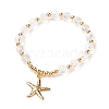 Brass Starfish Charm Bracelets BJEW-JB05571-03-1