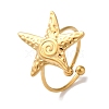 Ion Plating (IP) 304 Stainless Steel Starfish Open Cuff Rings for Women RJEW-M167-08E-G-1