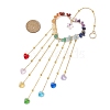 Wire Wrapped Chakra Natural Gemstone Chips Heart Hanging Ornaments HJEW-JM02368-3