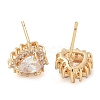 Rack Plating Flat Round Brass Clear Cubic Zirconia Stud Earrings EJEW-M090-19G-02-2