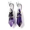 Natural Amethyst Faceted Pointed Bullet Big Pendants G-L524-19P-14-1