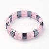 Natural Rose Quartz Stretch Bracelets BJEW-JB02837-01-1