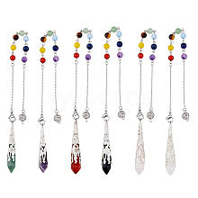 SUPERFINDINGS 1 Set 7 Chakra Hexagon Prism Gemstone Pointed Dowsing Pendulums FIND-FH0006-88