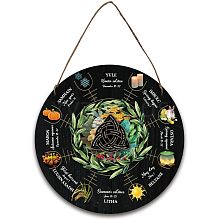 Artsy Woodsy Wheel of the Year Wood Witch Calendar Hanging Wall Decorations HJEW-WH0027-025