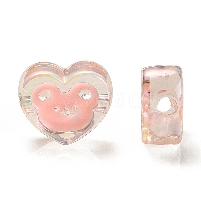 UV Plating Rainbow Iridescent Acrylic Enamel Beads OACR-G012-12C-1