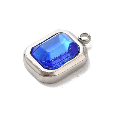 High Polished 304 Stainless Steel Glass Pendants STAS-L022-062P-07-1