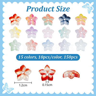 150Pcs 15 Colors Handmade Transparent Lampwork Beads GLAA-PH0004-03-1