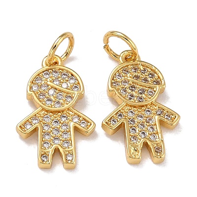 Brass Micro Pave Cubic Zirconia Charms ZIRC-A021-49G-B-1