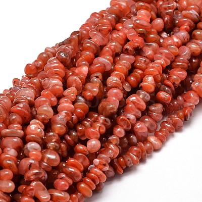 Dyed Natural Carnelian Chip Beads Strands G-E271-74-1