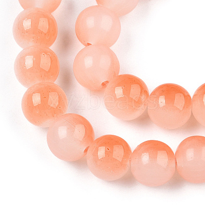 Baking Paint Imitation Jade Glass Round Bead Strands X-DGLA-N003-6mm-07-1