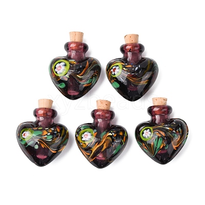 Handmade Lampwork Perfume Bottle Pendants LAMP-H072-02-1
