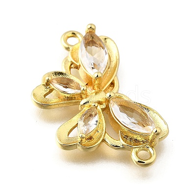 Brass Pave Clear Cubic Zirconia Connector Charms KK-Q066-11G-1