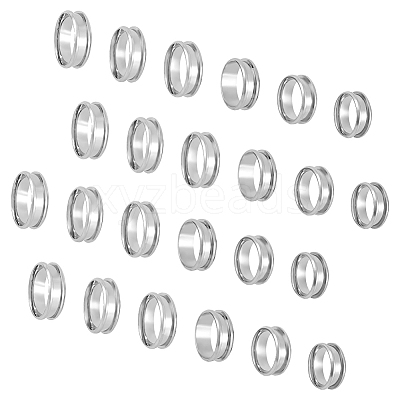 30Pcs 6 Size 201 Stainless Steel Grooved Finger Ring Settings RJEW-UN0002-82P-1