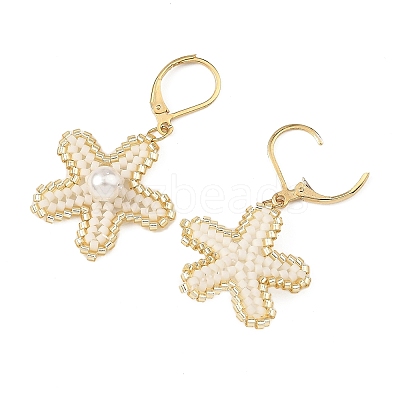 Brass Seed Glass Beads Leverback Earrings EJEW-MZ00759-1