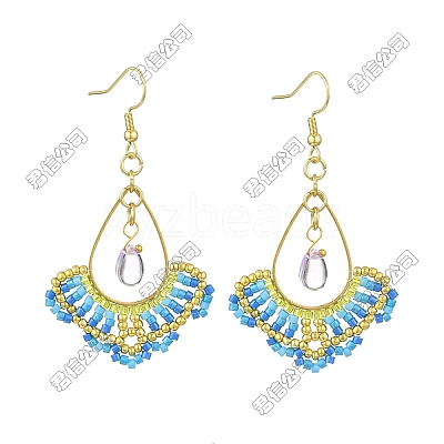 Handmade Glass Seed Beads Dangle Earrings EJEW-FS00077-1