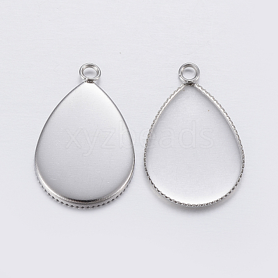 Tarnish Resistant 304 Stainless Steel Pendant Cabochon Settings STAS-P198-14A-1