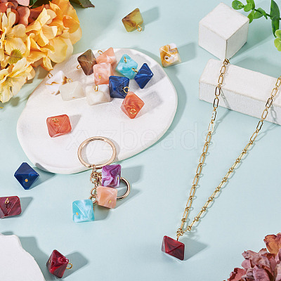 60Pcs 15 Colors Rhombus Acrylic Pendants PALLOY-TAC0284-1