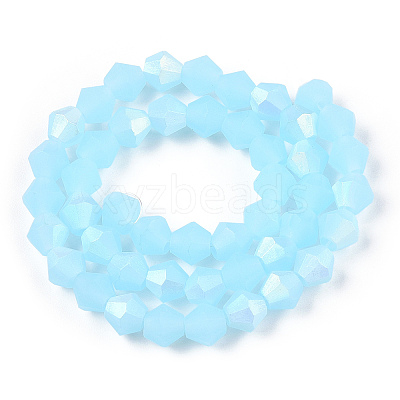 Imitation Jade Bicone Frosted Glass Bead Strands X-EGLA-A039-J6mm-MB03-1