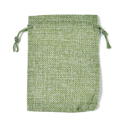 Polyester Imitation Burlap Packing Pouches Drawstring Bags X-ABAG-R005-14x10-02-1