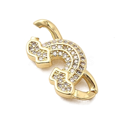 Brass Micro Pave Clear Cubic Zirconia Connector Charms KK-A266-09C-G-1