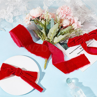 5 Yards Polyester Frayed Ribbon OCOR-WH0082-226A-01-1