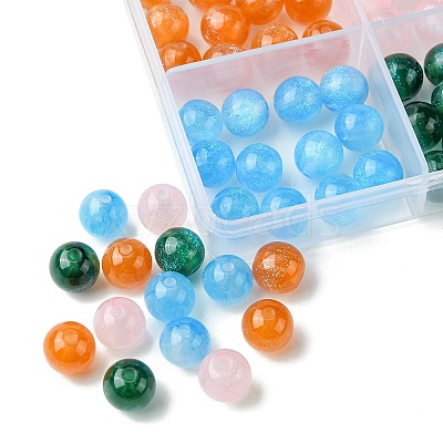 64Pcs 4 Colors Round Imitation Cat Eye Resin Beads RESI-FS0001-66C-1