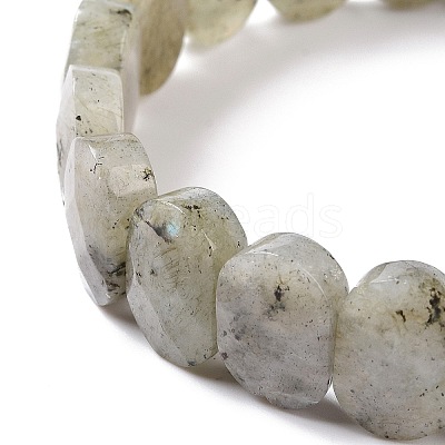 Natural Labradorite Oval Beaded Stretch Bracelet G-E010-01I-1