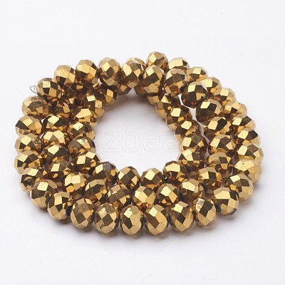 Electroplate Glass Beads Strands X-GR7X10MMY-G-1