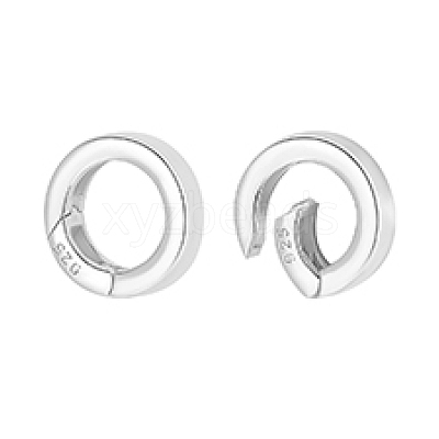 2pcs 925 Sterling Silver Spring Gate Rings with 925 Stamp STER-PH0002-15-1