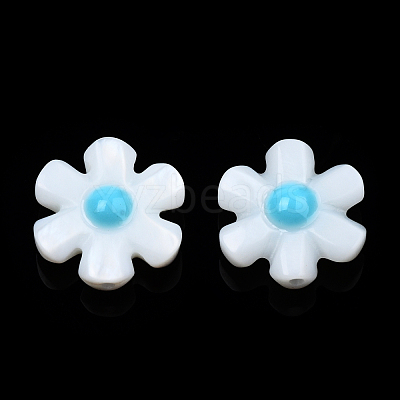 Natural Freshwater Shell Enamel Beads SHEL-N003-27-1