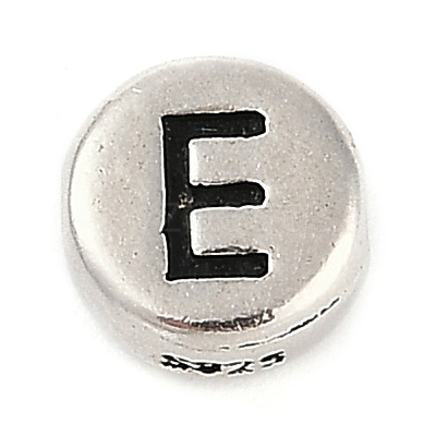 925 Sterling Silver Flat Round with Letter Beads LS-STER-G044-01AS-E-1