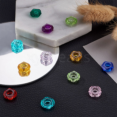 180Pcs 9 Colors Transparent Resin European Beads RPDL-MP0001-02-1